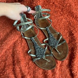 SILVER Y2K SAM EDELMAN GLADIATOR SANDALS